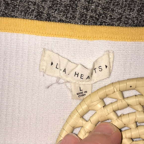 L.A. Hearts yellow and white tube top stretchy - Picture 2 of 4